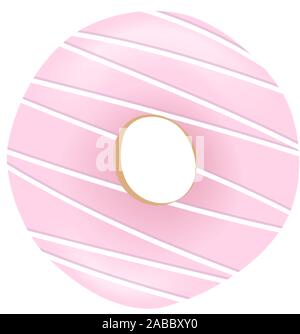 Süße rosa Donut mit gestreiften Vereisung und Streuseln auf weißem Hintergrund. Vector Illustration Stock Vektor