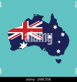 Australien Karte mit australischen Nationalflagge in Vector Illustration Stock Vektor