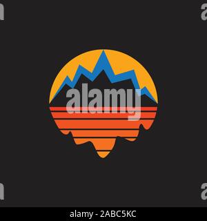 Berg Full Moon Shadow Meer symbol Vektor Stock Vektor