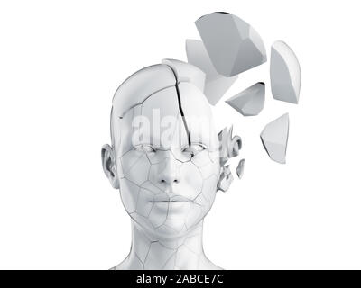 3D-gerenderte Medizinisch genaue Abbildung eines gebrochenen Weiblicher Kopf Stockfoto