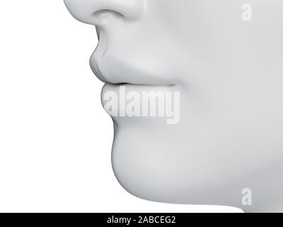 3D-gerenderte Medizinisch genaue Abbildung eines grauen abstrakte weiblichen Mund Stockfoto
