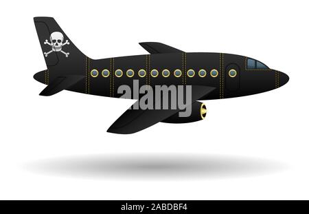 Schwarz pirate Ebene. Isoliertes Objekt. Vektor. Stock Vektor