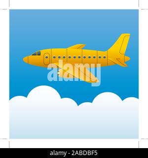 Gelbe Fläche auf dem Hintergrund der blauen Himmel und weißen Wolken. Cartoon Stil. Vektor Stock Vektor