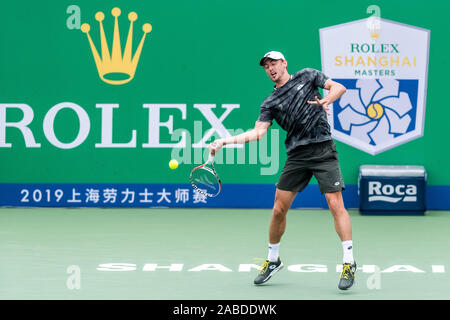 Australischer Tennisspieler John millman konkurriert gegen russische Tennisprofi Andrej Rublev während der zweiten Runde der 2019 R Stockfoto