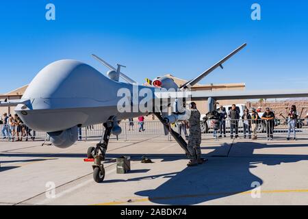 Las Vegas, Nov. 17: MQ-9 Reaper drone Demo im USAF Air Show in Nellis Air Force Base am 17.November, 2019 in Las Vegas, Nevada Stockfoto