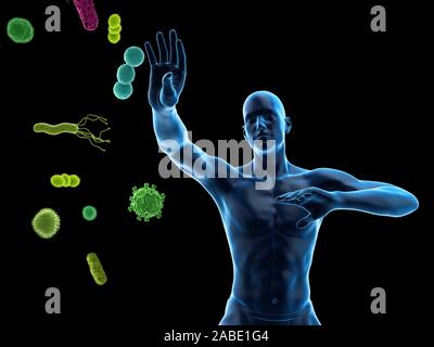 3D-gerenderte konzeptionelle Immunabwehr Abbildung Stockfoto