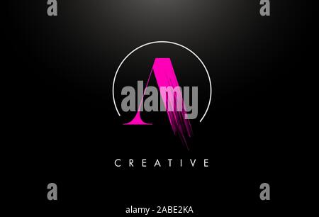 Rosa einen Pinselstrich Schreiben Logo Design. Rosa Farbe Logo Buchstaben Symbol mit eleganten Kreis Vektor Design. Stock Vektor