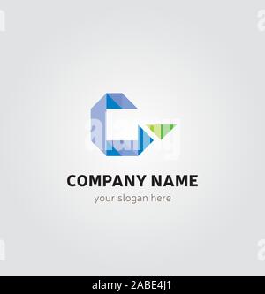 Single Logo-G-Brief für Unternehmen Business Logo, Fraktal, Origami Form Stock Vektor