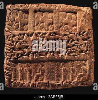 6525. Keilschrift Tablet-PC-Tasche mit Zylinder Dichtungen, Assyrien, Mesopotamien, c. beeindruckt 1340 v. Chr.. Stockfoto