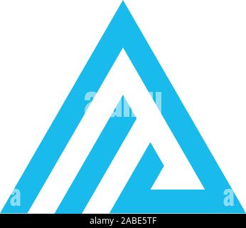 Abstrakt Blau Dreieck Form mit Buchstaben Buchstaben A. Vektor Illustration auf weißem Hintergrund. Stock Vektor