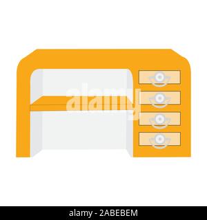 Ein brauner Schreibtisch aus Holz mit mehreren Schubladen Stock Vektor