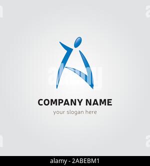 Single Logo Design - Silhouette Buchstabe A der Körperform - Blau Stock Vektor