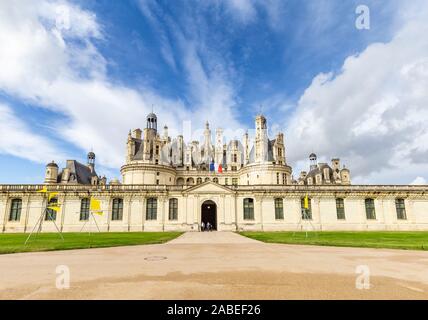 Eingang Chateau de Chambord im Loiretal, Zentrum Valle de Loire in Frankreich Stockfoto