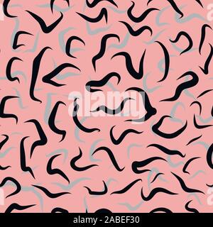 Geometrische Muster Nachahmung tierischer Haut oder Camouflage. Vector Illustration einer nahtlosen Abbildung. Wirbelt und Schlangen auf einem farbigen rosa Hintergrund. Stock Vektor