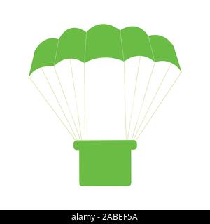 Ein Niedlich gezeichnet Fallschirm Grün auf Weiß Stock Vektor