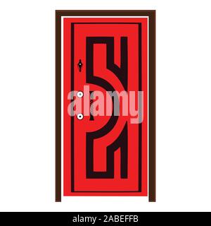 Ein dunkles Rot und Schwarz gemusterten Holztür auf Weiß Stock Vektor