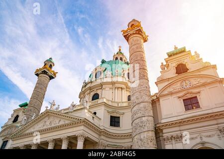 Karlskirche oder St. Charles Kirche - eine der berühmtesten Kirchen in Wien. Religion. Stockfoto