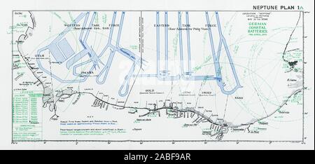 Landung in der Normandie D-Day Neptun. Deutsche Küsten Batterien 14 April 1944 1994 Karte Stockfoto