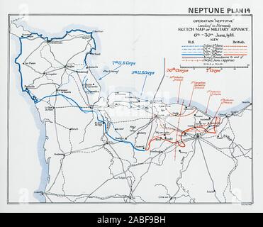 Operation Neptun. Landung in der Normandie. D-Day. Vorauszahlung 6-30 Juni 1944 1994 Karte Stockfoto