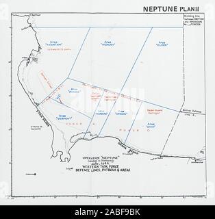 Operation Neptun Landung in der Normandie D-Day im Juni 1944. Western Task Force 1994 Karte Stockfoto