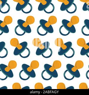 Blau Baby Schnuller nahtlose Vektor Muster. Wiederholen Hintergrund Flat Style Hand gezeichnet Schnuller binky Abbildung. Verwenden Sie für Gewebe, digital Stock Vektor