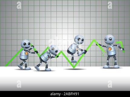 3D-Darstellung der kleine Roboter business plan Sabotage auf Streifen Hintergrund Stockfoto