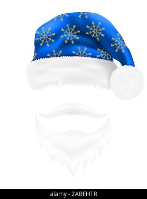 Weihnachten hat der Weihnachtsmann und Bart mit einem Schnurrbart Vector Illustration auf weißem Hintergrund Stock Vektor