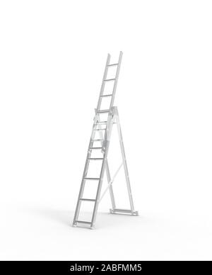 Metall Treppen auf Weiß 3D Rendering isoliert Stockfoto