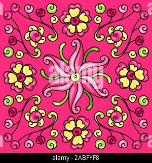 Mexican talavera Keramik Muster mit Blumen. Stock Vektor