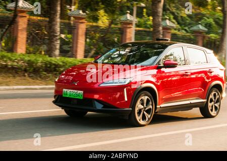 Eine Xpeng G3, aus einem chinesischen EV Anlauf, um in Guangzhou fahren. Stockfoto