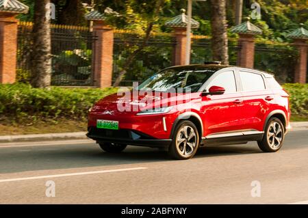 Eine Xpeng G3, aus einem chinesischen EV Anlauf, um in Guangzhou fahren. Stockfoto