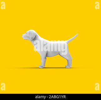 Hund isoliert auf gelben Hintergrund, 3D-Rendering Stockfoto