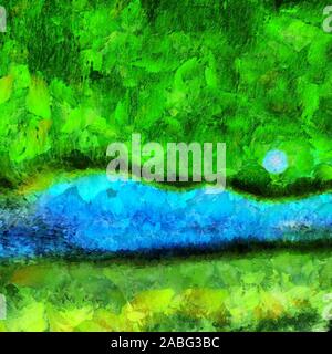 Abstrakte Malerei in Grün und Blau. Der Fluss Stockfoto