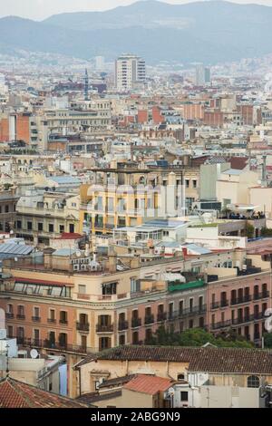 Barcelona, Katalonien. Spanien -18 Okt 2018- Blick auf Barcelona von der Kirche Santa Maria del Pi. Stockfoto