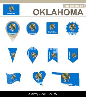 Oklahoma Flag Collection, USA Zustand, 12 Versionen Stock Vektor