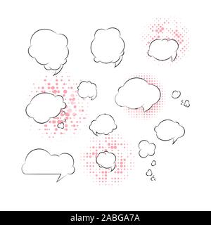 Grosses Bild leere Vorlage Comic Text rede Sprechblase Rasterpunkt Hintergrund Stil Pop Art Dialog leer Cloud, Platz pop art kreative Idee Stock Vektor