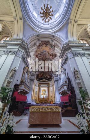 Hohe Altar und Chor der Metropolitan Kathedrale der Himmelfahrt der Jungfrau Maria in Palermo, Stadt, die Hauptstadt der Autonomen Region Sizilien, Italien Stockfoto