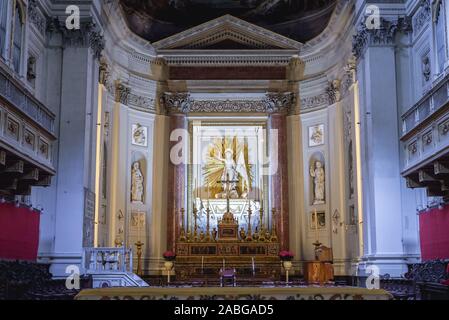 Hohe Altar und Chor der Metropolitan Kathedrale der Himmelfahrt der Jungfrau Maria in Palermo, Stadt, die Hauptstadt der Autonomen Region Sizilien, Italien Stockfoto