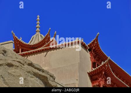 9-stöckige hohe Holzvorhalle der Höhle 96-Mogao Buddhist Caves-Dunhuang-Gansu Provinz-China-0623 Stockfoto