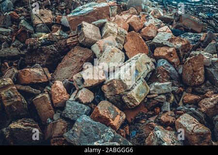 Steine Steine Mörtel bau Müll Nahaufnahme Stockfoto