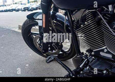 Vor dem Motorrad, Rad, Scheibenbremsen closeup Stockfoto