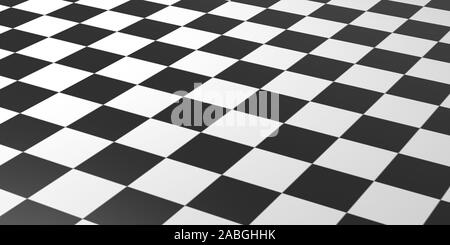 Schwarze und weiße Farbe Hintergrund Textur, Schachbrett, checkerboard Perspektive betrachten. 3D-Darstellung Stockfoto