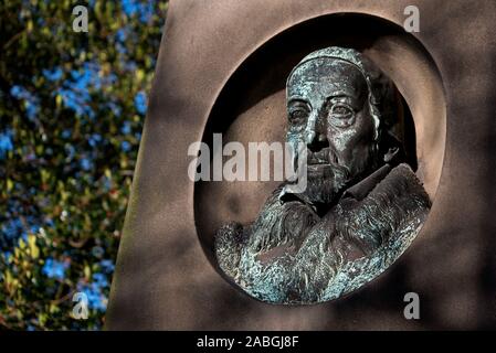 Denkmal für George Buchanan (1506 - 82), schottische Historiker und humanistischer Gelehrter in der greyfriars Kirkyard, Edinburgh, Schottland, Großbritannien. Stockfoto