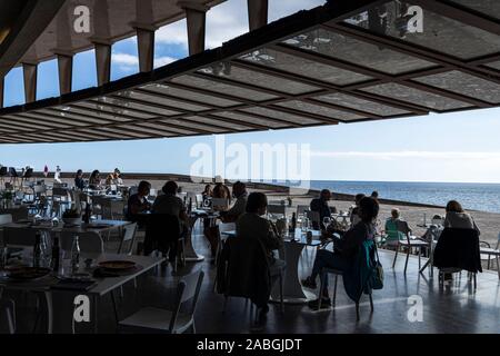 Blick vom Café im Auditorio Adan Martin, Konzertsaal in Santa Cruz de Tenerife, Kanarische Inseln, Spanien Stockfoto