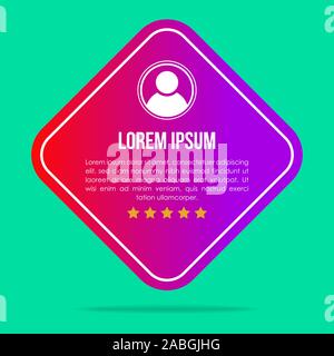 Kreative testimonials Vorlage mit unterschiedlichen Formen. Testimonial Sprechblase Konzept, Kundenfeedback Infografik für Anwendung und Website. Stock Vektor