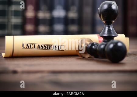 Notar Dichtungen, beglaubigte Dokument Konzept, nicht klassifizierte Dokumente. Stockfoto