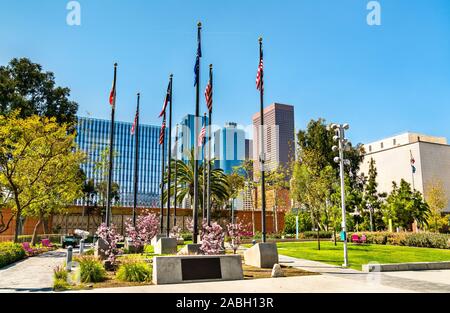 Gerichtshof der historischen American Flags in Grand Park, Los Angeles Stockfoto