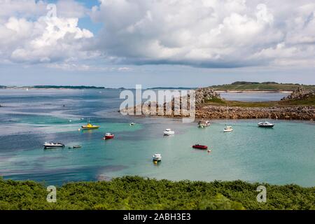 Die Verankerung von Porth Conger, St. Agnes, Isles of Scilly, Cornwall, England, Großbritannien Stockfoto