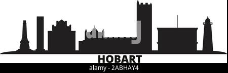 Australien, Hobart Skyline der Stadt isoliert Vector Illustration. Australien, Hobart reisen Stadtbild mit Referenzmarken Stock Vektor