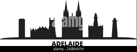 Australien, Adelaide City Skyline isoliert Vector Illustration. Australien, Adelaide reisen Stadtbild mit Referenzmarken Stock Vektor